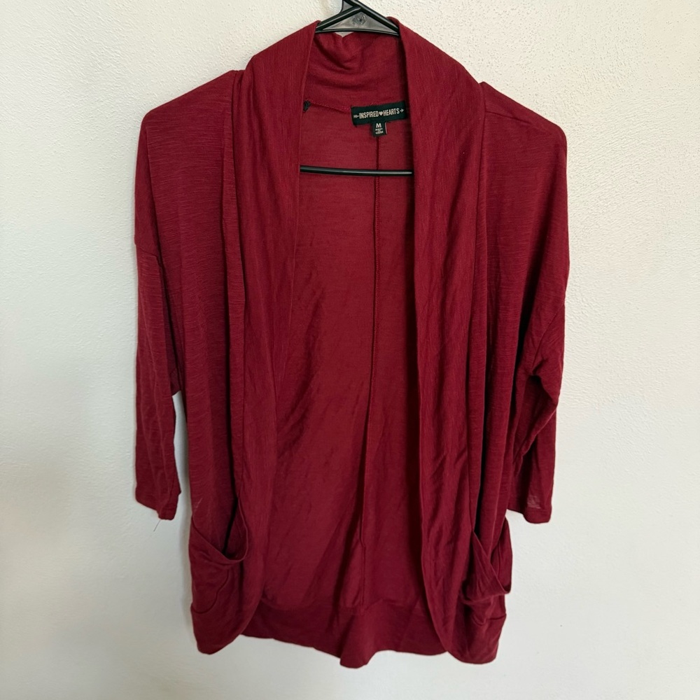 Inspired Hearts Deep Red Cardigan